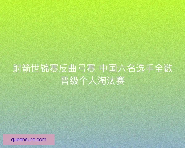 射箭世锦赛反曲弓赛 中国六名选手全数晋级个人淘汰赛